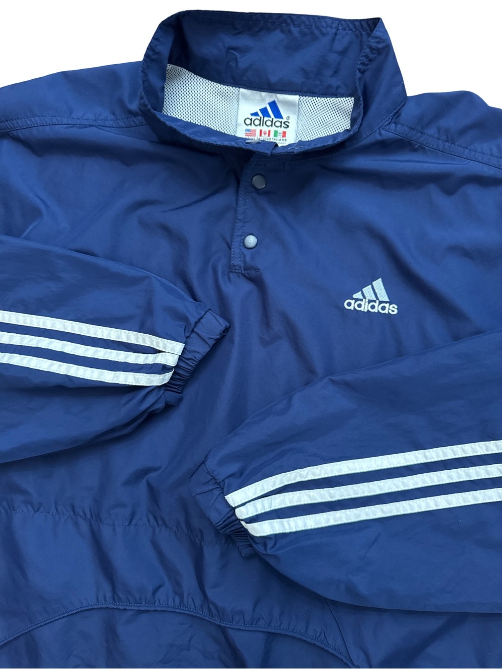 Vintage Adidas Navy Blue Men’s XL Windbreaker Logo 3 Stripes Y2K Soccer Athletic